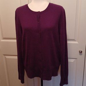 100% Cashmere Cardigan - Lord & Taylor - Size XL - Purple
